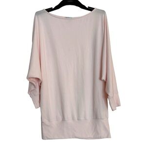 St. John Sport Soft Cotton Blend Pastel Pink Boatneck Dolman Sleeves Top